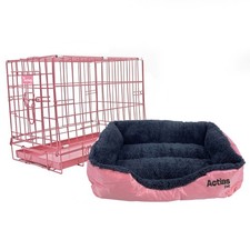 Pink Dog Cage with Faux Fur