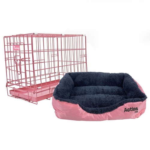 Pink dog cage - pink,