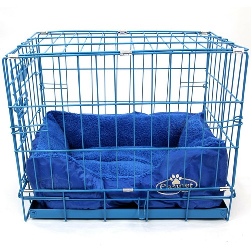 Blue dog cage with faux - cage,