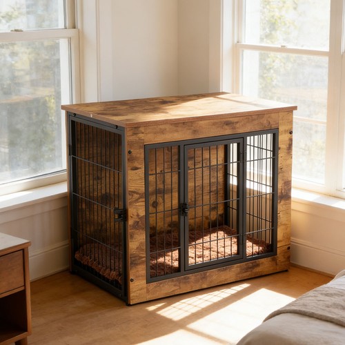 Dog crate furniture rustic - furniture,